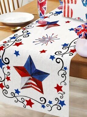 Last One! NEW Patriotic Stars Table Runner 13 x 48